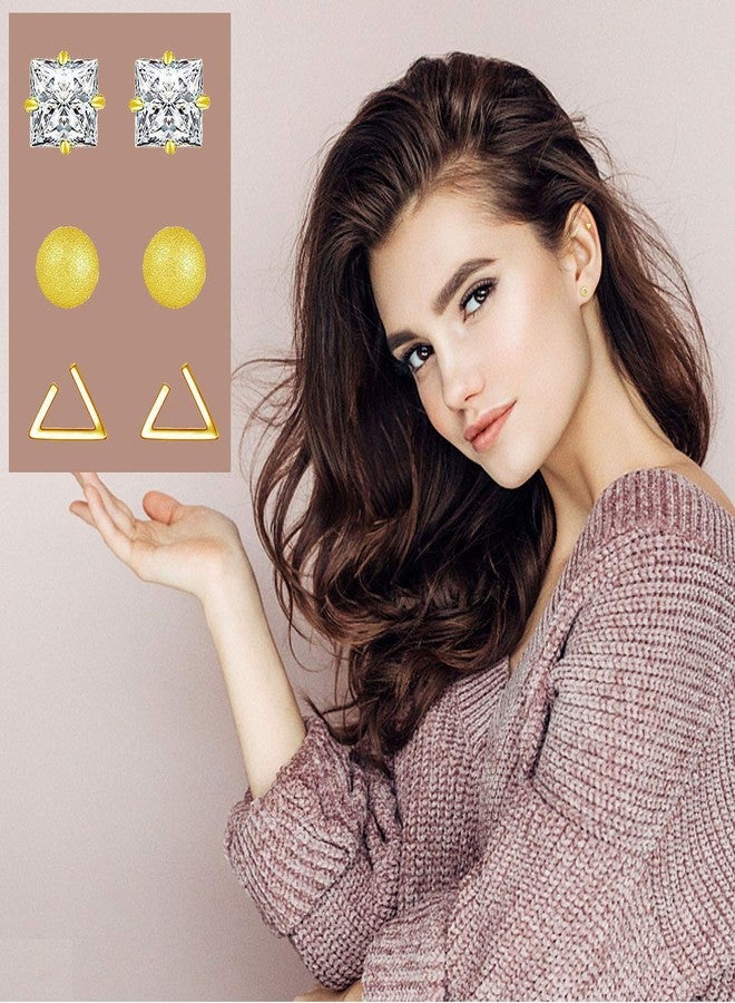 Staligue Flat Back Earrings Hypoallergenic,18 Pairs Stainless Steel Flat Back Stud Earrings for Women Men 20G Star Moon Heart Disc Ball CZ Cartilage Earrings Screw Back Flatback Earrings for Sensitive Ears - Image 2